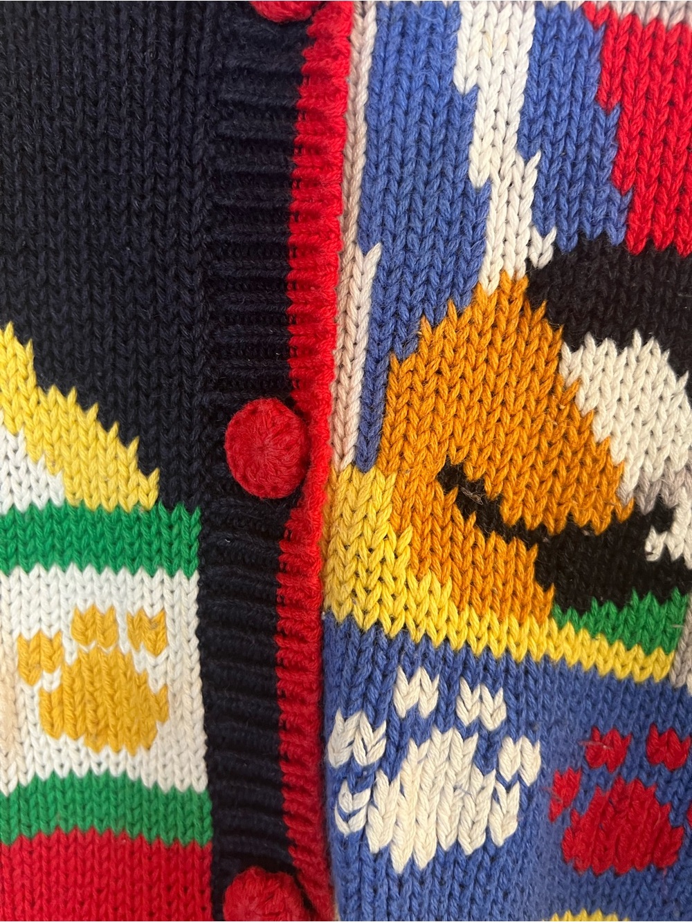 Alexandra Bartlett Vintage 90’s Hand Knit Women Navy/multi Cat Cardigan - Picture 7 of 9